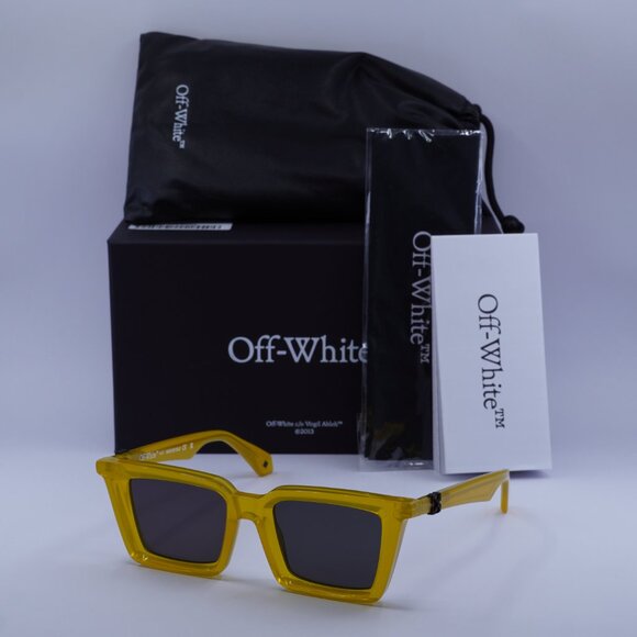 Off-White OERI13U DALTON 1807 Sunglasses Shiny Yellow Square Frame, Grey Lenses - Picture 11 of 11